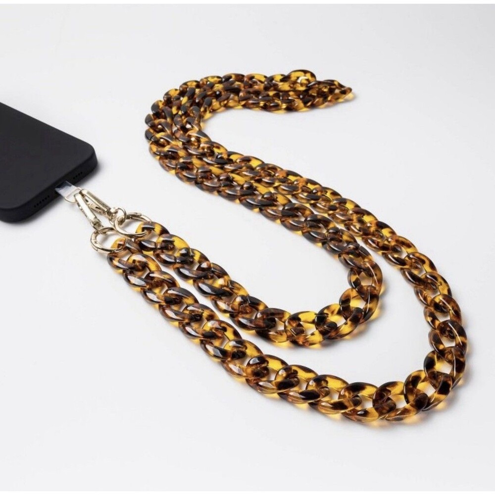 Hello Lux Phone Crossbody Strap - Shiny Tortoise Resin Link